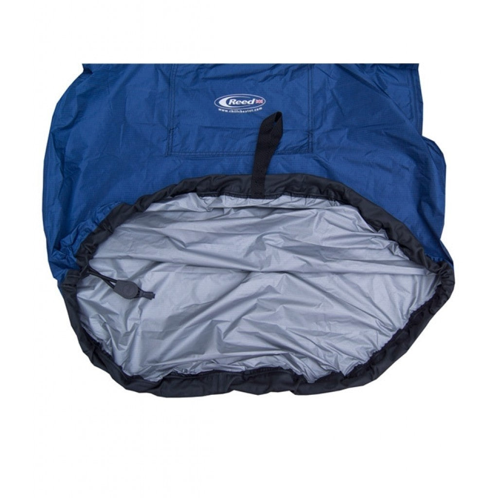 Blue rip stop cag deck view with silver interior and small logo