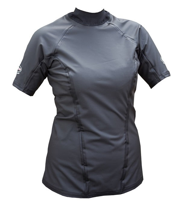 Women's black aquatherm top. Reed logo on the arm both sides.