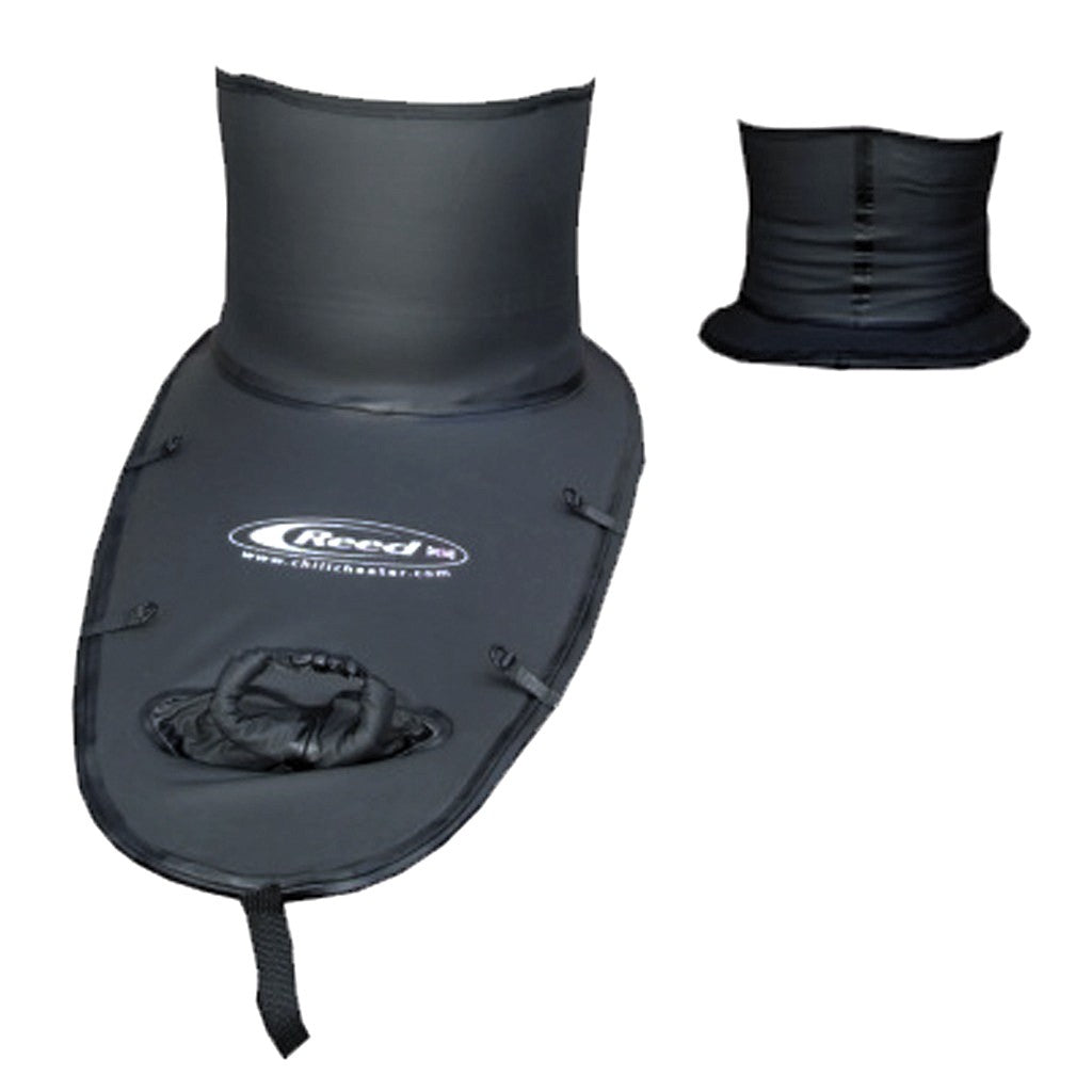 black fixed waist deck with reed logo, map loops and bale hole